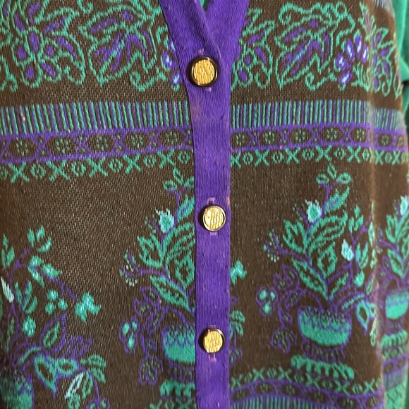 Alfred Dunner Vintage 1990s Y2K Jewel Tone Floral Layered Cardigan Sweater Small - Picture 8 of 16